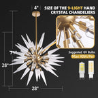 Transparent White Stinger Glass Sputnik Chandelier Modern Sparta Starburst Pendant Light with Clear Glass Spikes