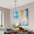Small Modern Blue and White Hand-Blown Glass Pendant Light Artistic Spiral Chandelier for Contemporary Interiors