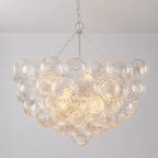 Modern Cloud Bubble Chandelier Hand-Blown Clear Ribbed Glass Globe Pendant Light Talia Cluster Hanging Lamp