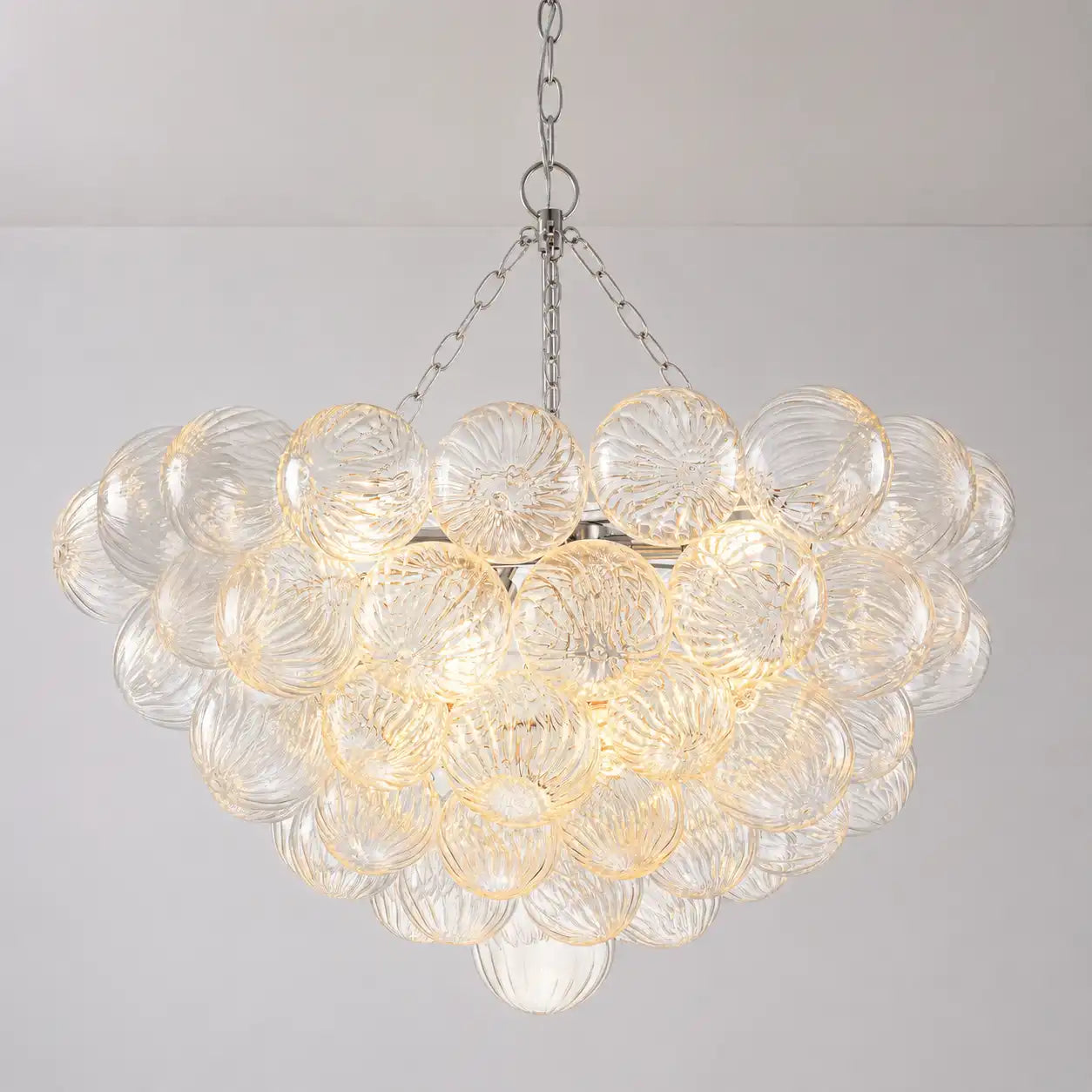 Modern Cloud Bubble Chandelier Hand-Blown Clear Ribbed Glass Globe Pendant Light Talia Cluster Hanging Lamp