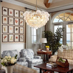 Modern Cloud Bubble Chandelier Hand-Blown Clear Ribbed Glass Globe Pendant Light Talia Cluster Hanging Lamp