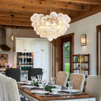 Modern Cloud Bubble Chandelier Hand-Blown Clear Ribbed Glass Globe Pendant Light Talia Cluster Hanging Lamp