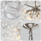 Modern Cloud Bubble Chandelier Hand-Blown Clear Ribbed Glass Globe Pendant Light Talia Cluster Hanging Lamp