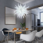 Artisan Hand-Blown White Stinger Glass Chandelier Modern Sculptural Pendant Light Fixture