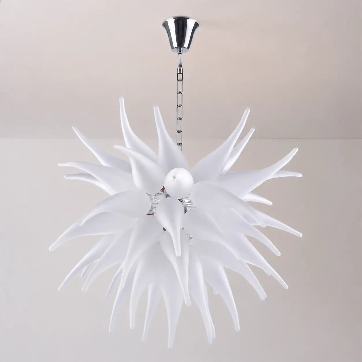 Artisan Hand-Blown White Stinger Glass Chandelier Modern Sculptural Pendant Light Fixture