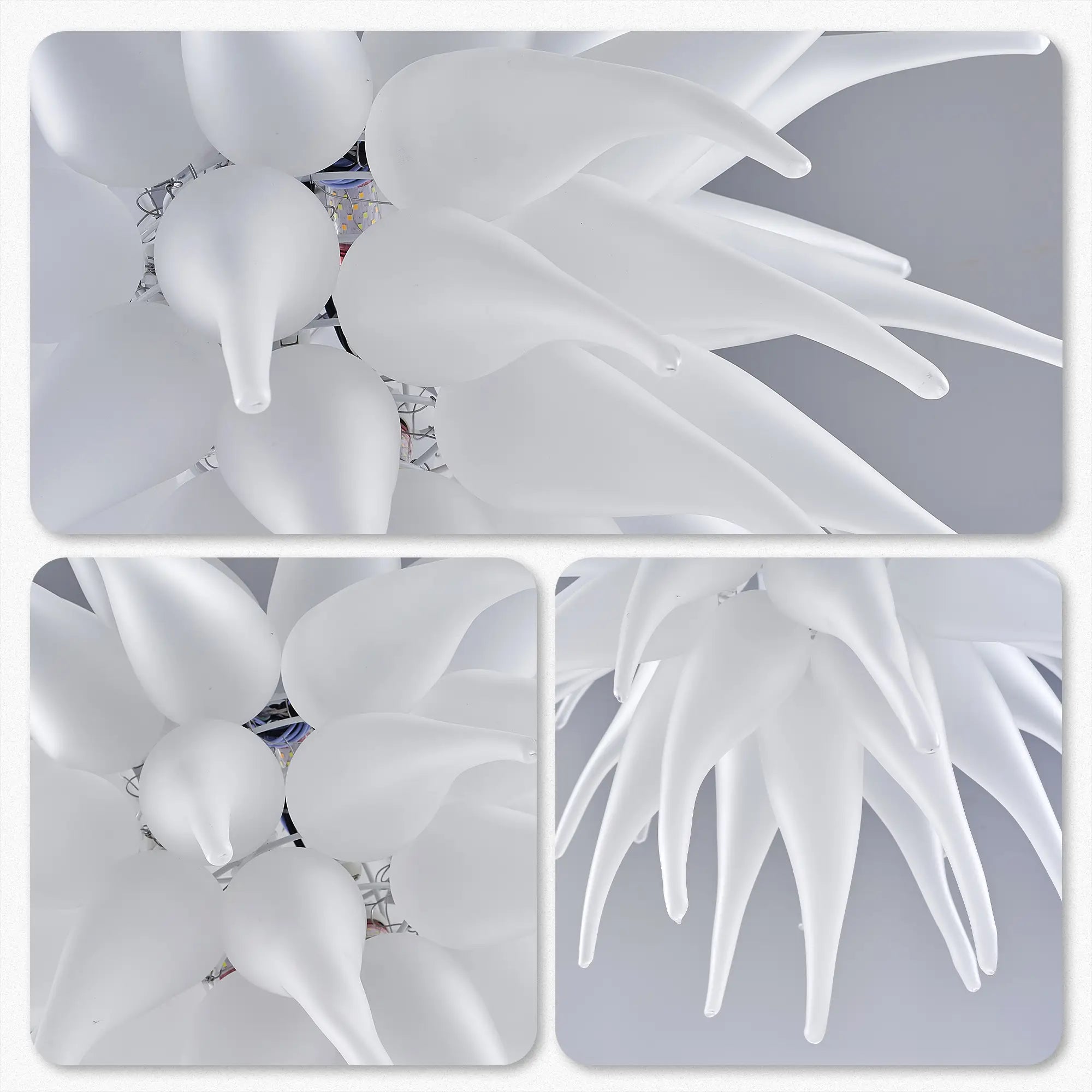 Artisan Hand-Blown White Stinger Glass Chandelier Modern Sculptural Pendant Light Fixture