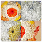 Modern Blown Clear Tendrils Glass Chandelier with Colored Lotus Leaf-shaped Glass Glass Plates Murano Style Pendant Light