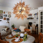 Modern Amber Sputnik Blown Glass Chandelier Starburst Pendant Light with Handcrafted Glass Petals