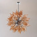 Modern Amber Sputnik Blown Glass Chandelier Starburst Pendant Light with Handcrafted Glass Petals