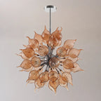 Modern Amber Sputnik Blown Glass Chandelier Starburst Pendant Light with Handcrafted Glass Petals