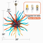Modern Hand Blown Glass Starburst Chandelier Colored Sputnik Stinger Glass Art Pendant Lamp