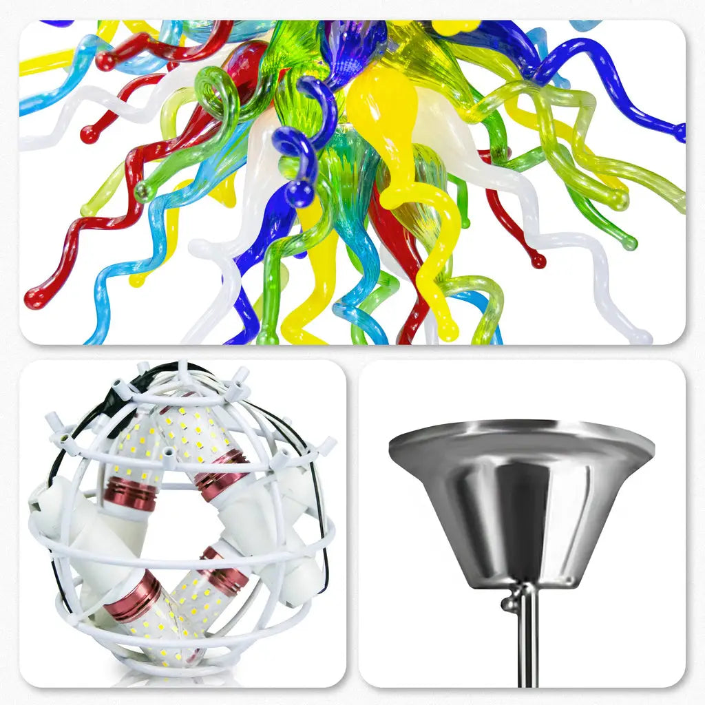 Radiant Rainbow Hand-Blown Glass Sculpture Chandelier Colorful Tentacle Glass Art Pendant Light for Modern Interiors