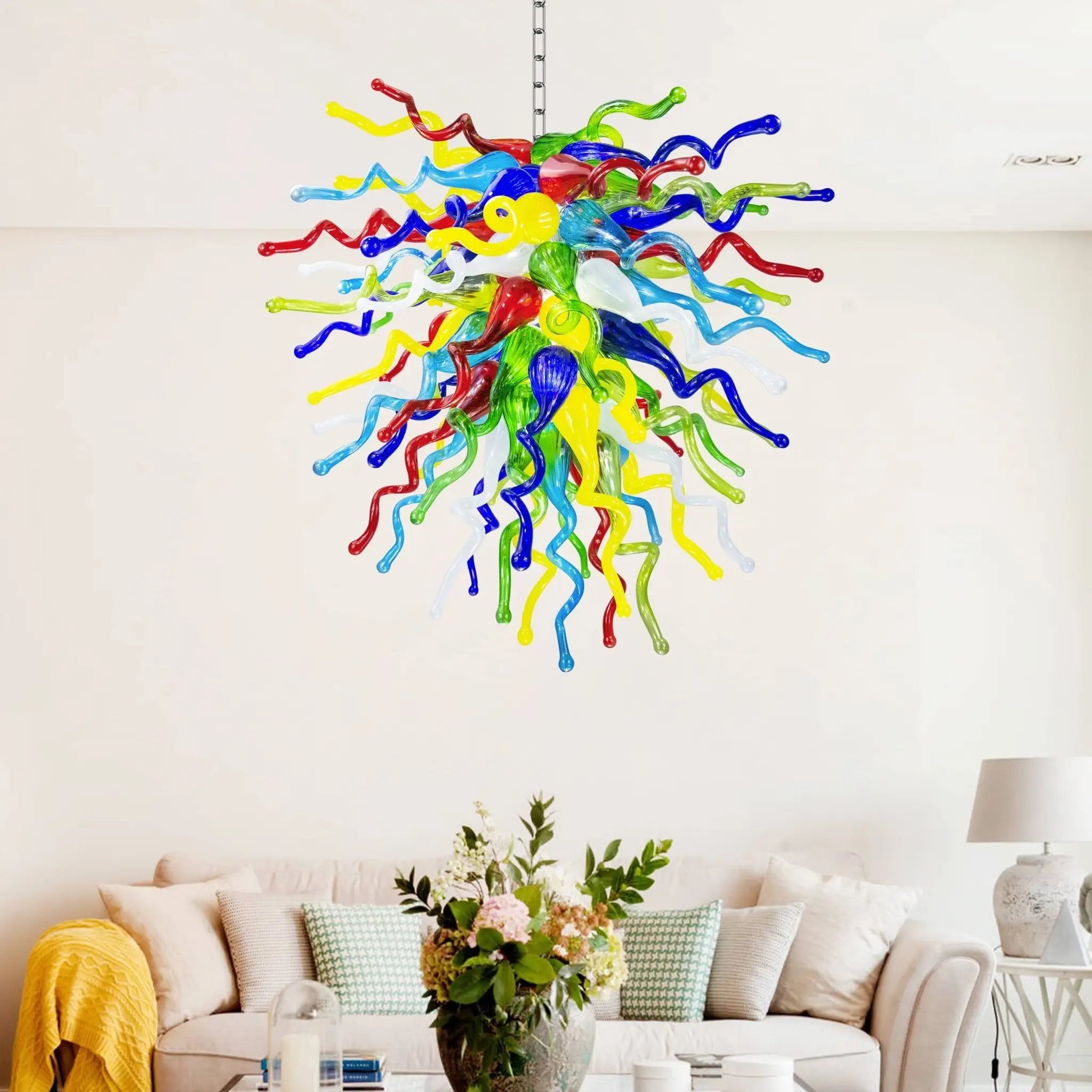 Radiant Rainbow Hand-Blown Glass Sculpture Chandelier Colorful Tentacle Glass Art Pendant Light for Modern Interiors