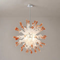 Coral Mist Hand-Blown Glass Chandelier Starburst Pendant Light White with Coral Tips