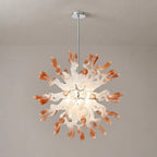 Coral Mist Hand-Blown Glass Chandelier Starburst Pendant Light White with Coral Tips