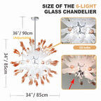 Coral Mist Hand-Blown Glass Chandelier Starburst Pendant Light White with Coral Tips