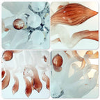 Coral Mist Hand-Blown Glass Chandelier Starburst Pendant Light White with Coral Tips