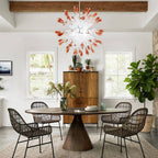 Coral Mist Hand-Blown Glass Chandelier Starburst Pendant Light White with Coral Tips