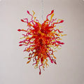Sun Flare Red Amber and Violet Blown Glass Chandelier Chihuly-Style artistic sculptural Pendant Light
