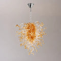 Modern Blown Glass Sculpture Chandelier Clear Glass with Amber Tip Luxury Glaze Artwork Pendant Light