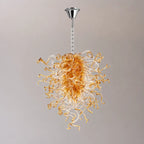 Modern Blown Glass Sculpture Chandelier Clear Glass with Amber Tip Luxury Glaze Artwork Pendant Light