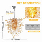 Modern Blown Glass Sculpture Chandelier Clear Glass with Amber Tip Luxury Glaze Artwork Pendant Light