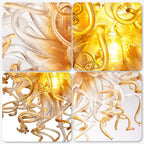 Modern Blown Glass Sculpture Chandelier Clear Glass with Amber Tip Luxury Glaze Artwork Pendant Light