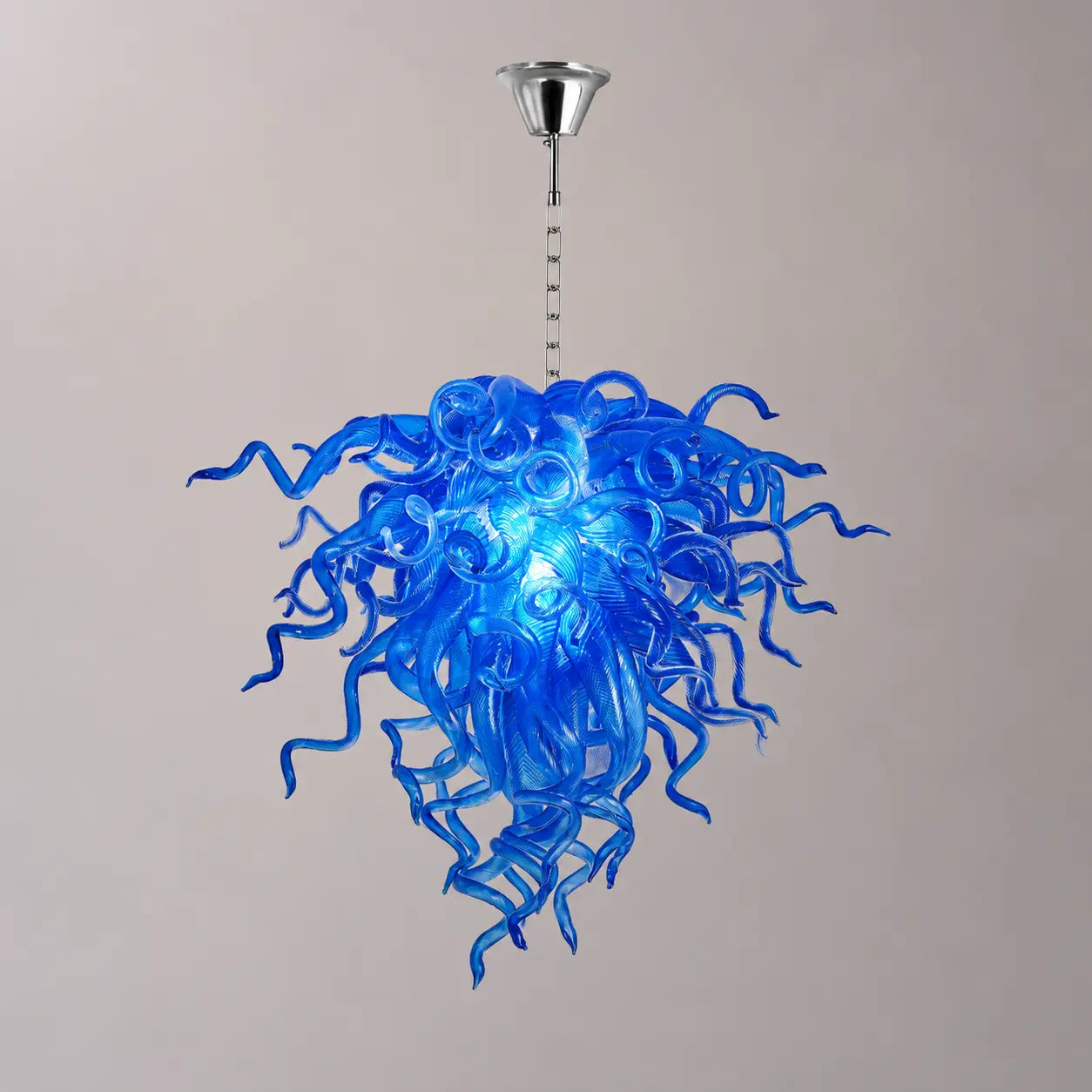 Blue Blown Glass Glaze Artwork Chandelier Modern Luxury Sculptural Pendant Light for Home Interiors