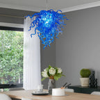 Blue Blown Glass Glaze Artwork Chandelier Modern Luxury Sculptural Pendant Light for Home Interiors