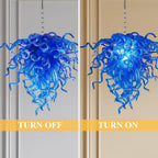 Blue Blown Glass Glaze Artwork Chandelier Modern Luxury Sculptural Pendant Light for Home Interiors