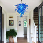 Blue Blown Glass Glaze Artwork Chandelier Modern Luxury Sculptural Pendant Light for Home Interiors