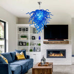 Blue Blown Glass Glaze Artwork Chandelier Modern Luxury Sculptural Pendant Light for Home Interiors