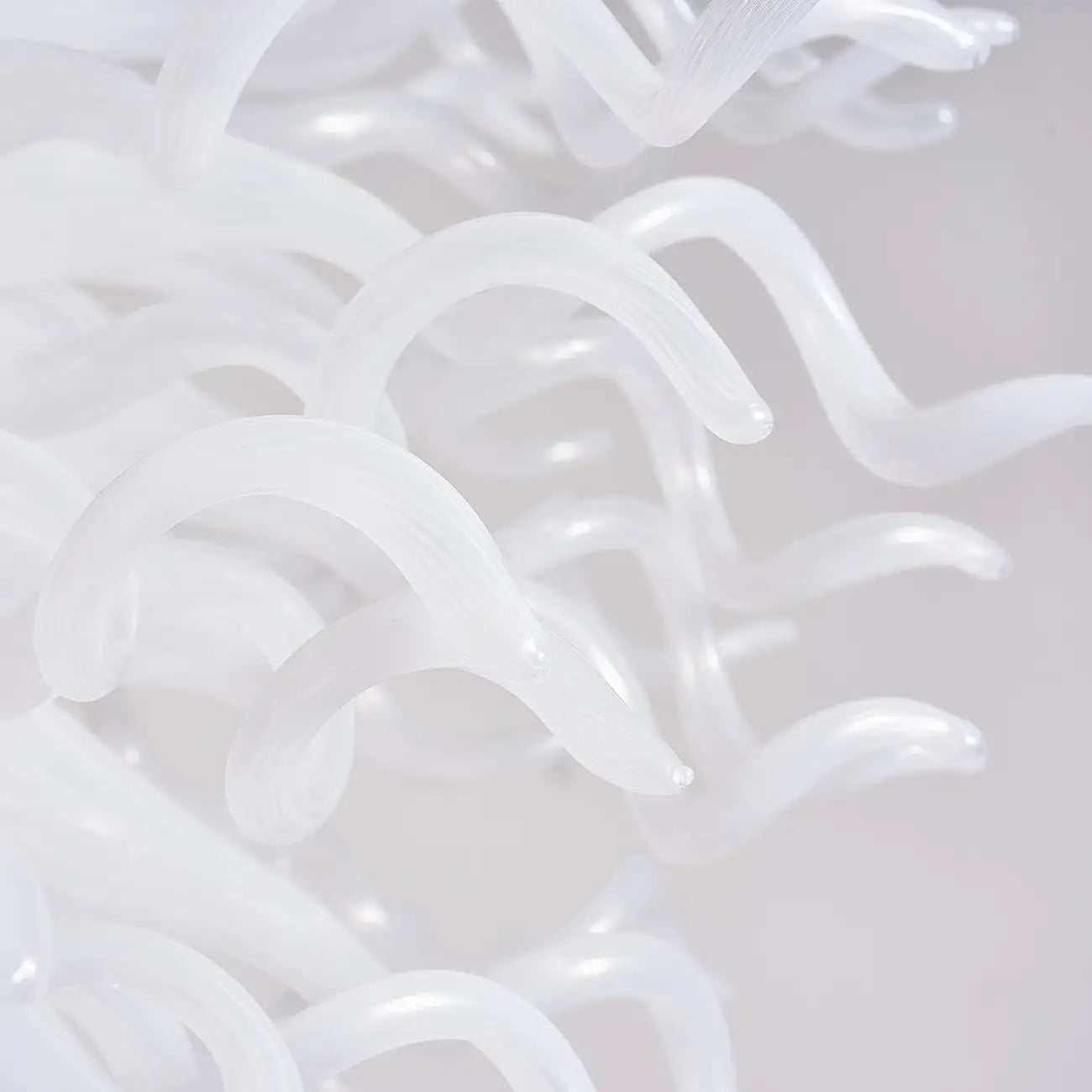 White Hand-Blown Glass Chandelier Modern Sculptural Art Pendant Light for Living Room Dining Foyer Staircase