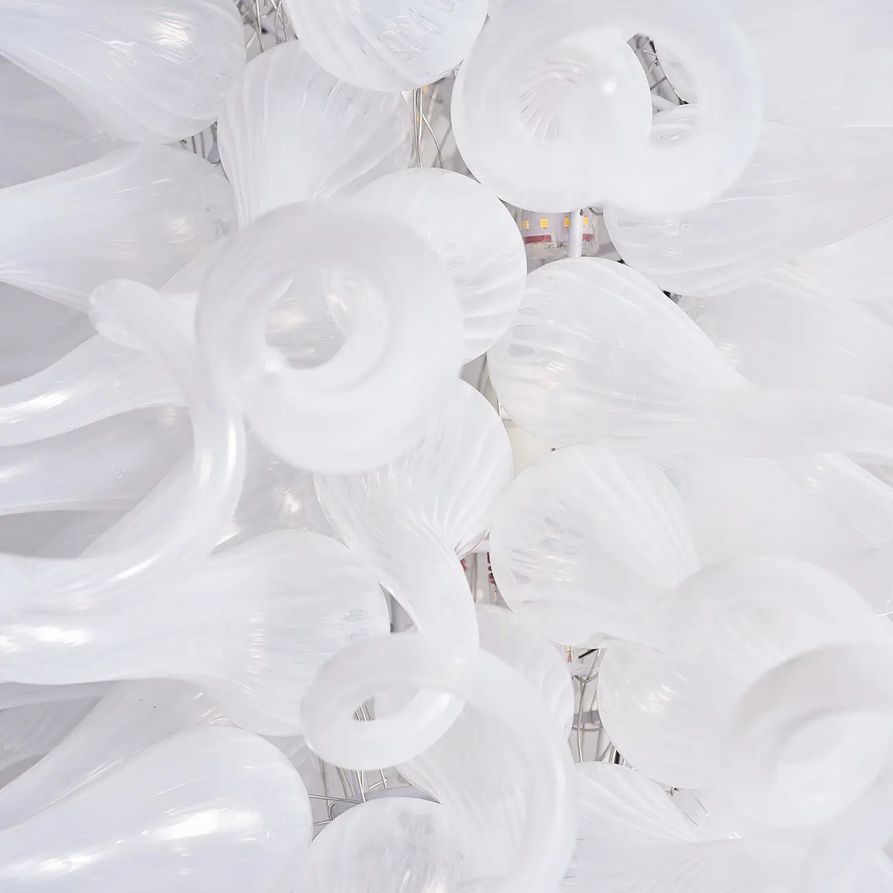 White Hand-Blown Glass Chandelier Modern Sculptural Art Pendant Light for Living Room Dining Foyer Staircase