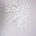 White Hand-Blown Glass Chandelier Modern Sculptural Art Pendant Light for Living Room Dining Foyer Staircase