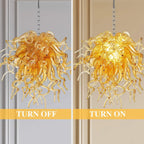 Amber Gold Hand-Blown Glass Chandelier Artistic Liuli Pendant Light Luxury Sculptural Twisted Hanging Lamp Fixture