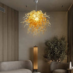 Amber Gold Hand-Blown Glass Chandelier Artistic Liuli Pendant Light Luxury Sculptural Twisted Hanging Lamp Fixture