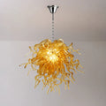 Amber Gold Hand-Blown Glass Chandelier Artistic Liuli Pendant Light Luxury Sculptural Twisted Hanging Lamp Fixture
