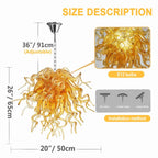 Amber Gold Hand-Blown Glass Chandelier Artistic Liuli Pendant Light Luxury Sculptural Twisted Hanging Lamp Fixture