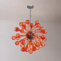 Red Sputnik Starburst Hand-Blown Glass Chandelier Modern Sculptural Pendant Light with Artistic Glass Orbs