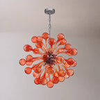 Red Sputnik Starburst Hand-Blown Glass Chandelier Modern Sculptural Pendant Light with Artistic Glass Orbs