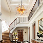 Hand Blown Amber Glass Chandelier Starburst Organic Glass Sculpture Pendant Light