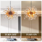 Hand Blown Amber Glass Chandelier Starburst Organic Glass Sculpture Pendant Light