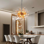 Hand Blown Amber Glass Chandelier Starburst Organic Glass Sculpture Pendant Light
