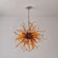 Hand Blown Amber Glass Chandelier Starburst Organic Glass Sculpture Pendant Light