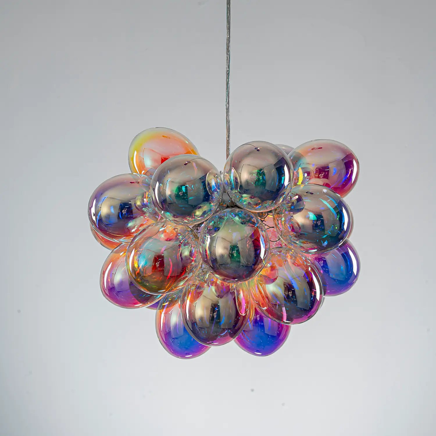 Laser Rainbow Bubble Cluster Glass Chandelier Iridescent Modern Pendant Light with Artistic Glass Globes