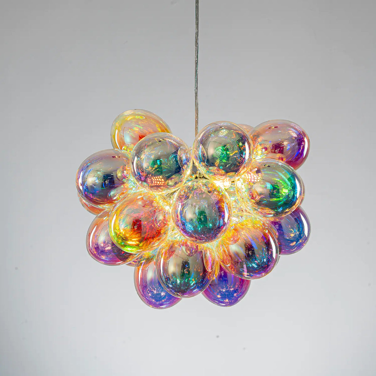 Laser Rainbow Bubble Cluster Glass Chandelier Iridescent Modern Pendant Light with Artistic Glass Globes