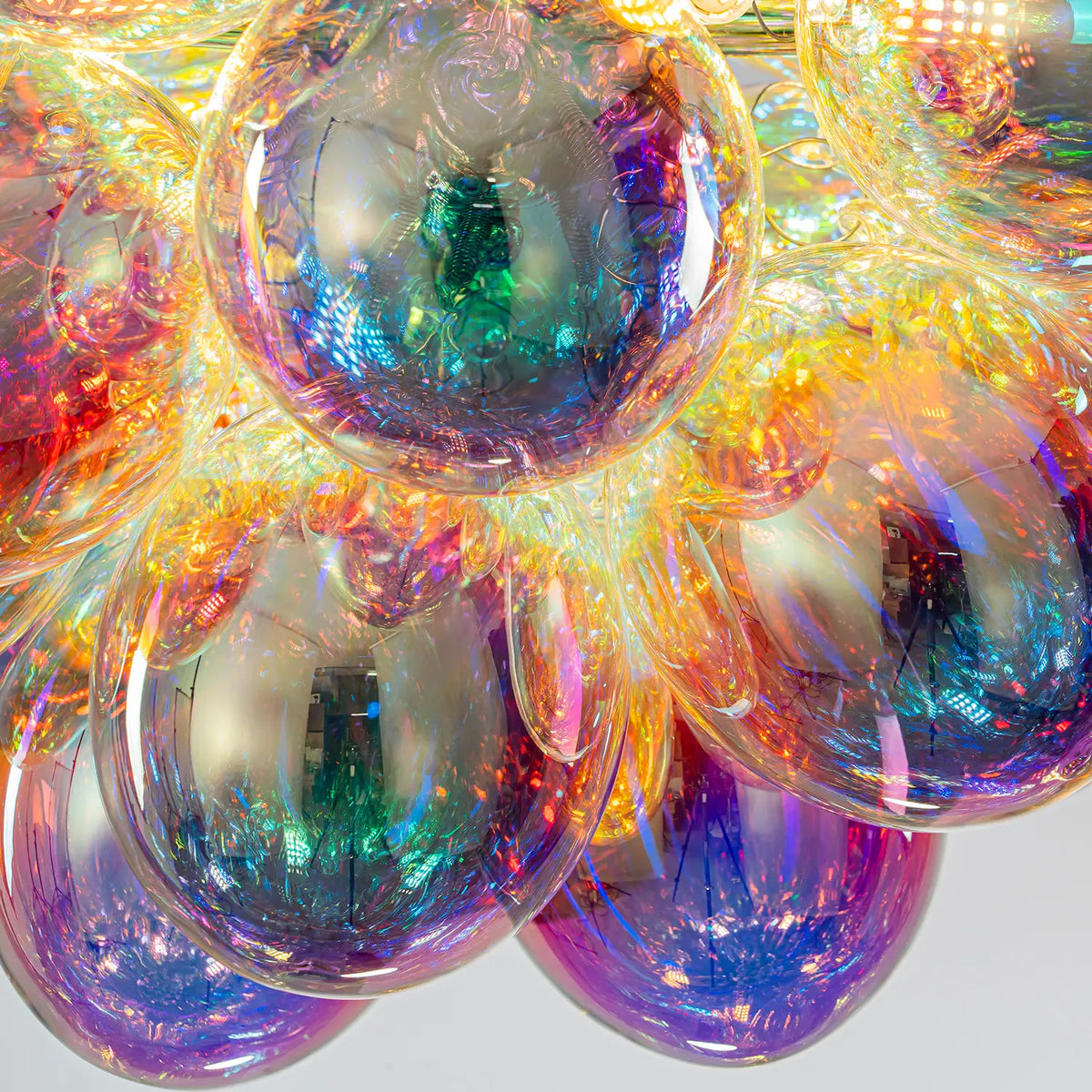 Laser Rainbow Bubble Cluster Glass Chandelier Iridescent Modern Pendant Light with Artistic Glass Globes