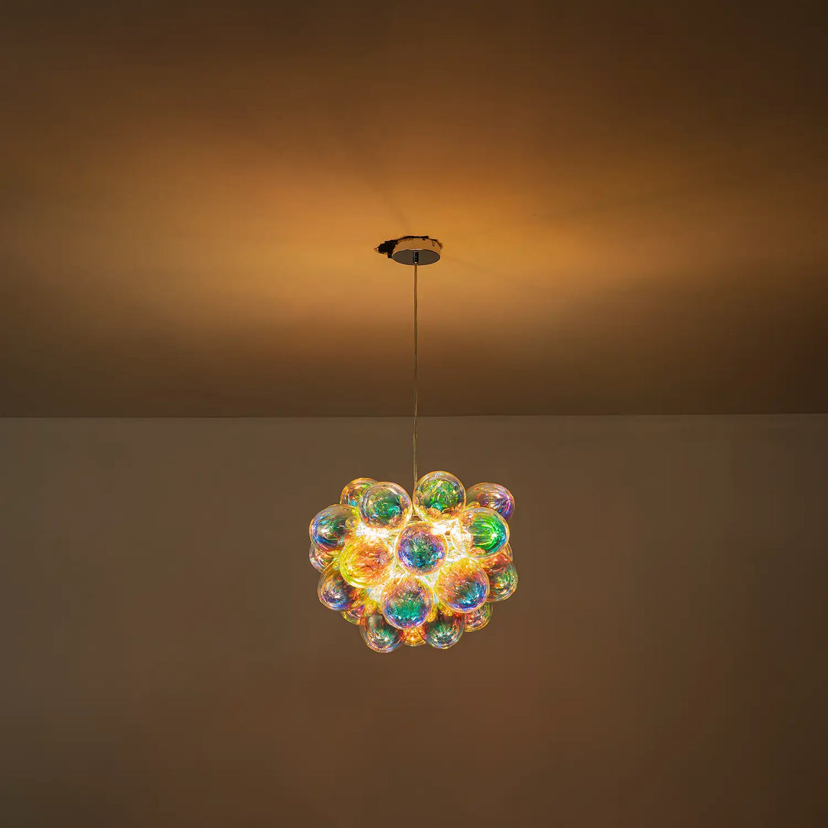 Laser Rainbow Bubble Cluster Glass Chandelier Iridescent Modern Pendant Light with Artistic Glass Globes
