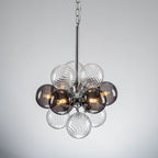 Modern Blown Glass Bubble Chandelier Cluster Bubble Pendant Light with Clear and Smoke Gray 12-Globe Shades